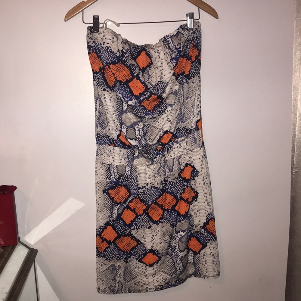 Strapless snakeskin dress